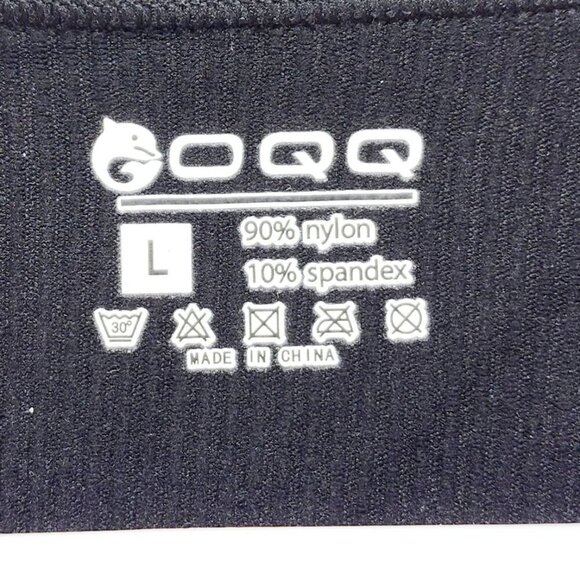 OQQ Black Short-Sleeve Scoop Neck Full-Length Bodysuit Womens Size L - Picture 4 of 11